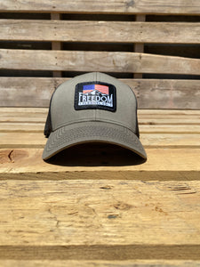 Green/black American flag freedom flannel patch hat on a Richardson 112 low profile truck snapback hat.