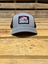 Load image into Gallery viewer, American flag Freedom Flannel patch hat in heather gray/black on a  youth size Richardson 112 low profile snapback trucker hat. 
